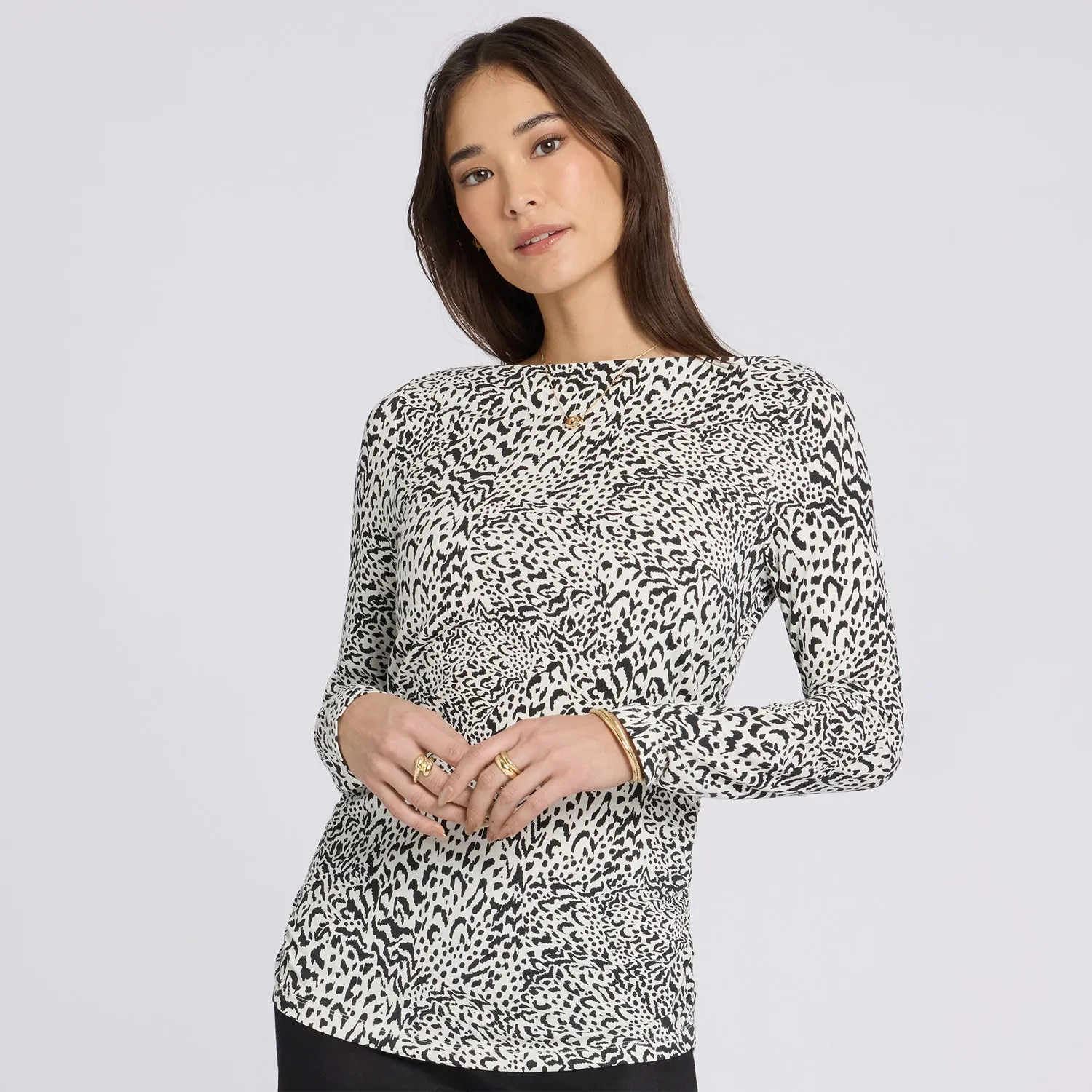 NYDJ Boatneck Knit Top Caitlyn Stricktop Schwarz-Multi
