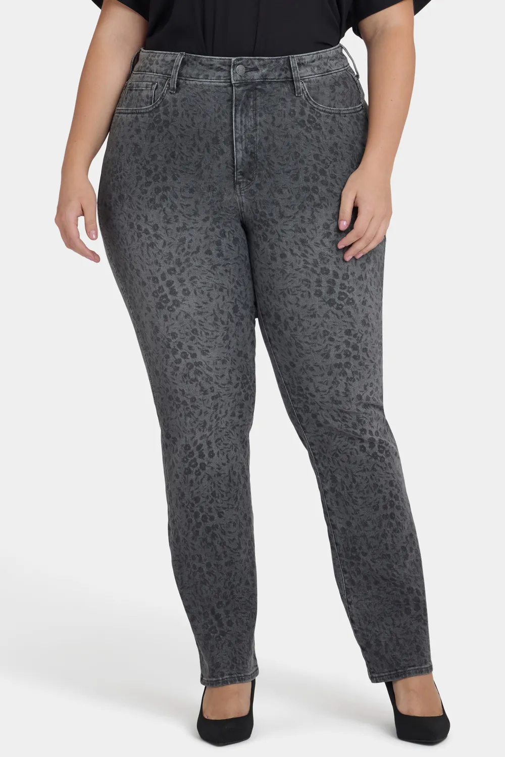 NYDJ Marilyn Plus Jeans Grey Daniela Ditsy gemustert