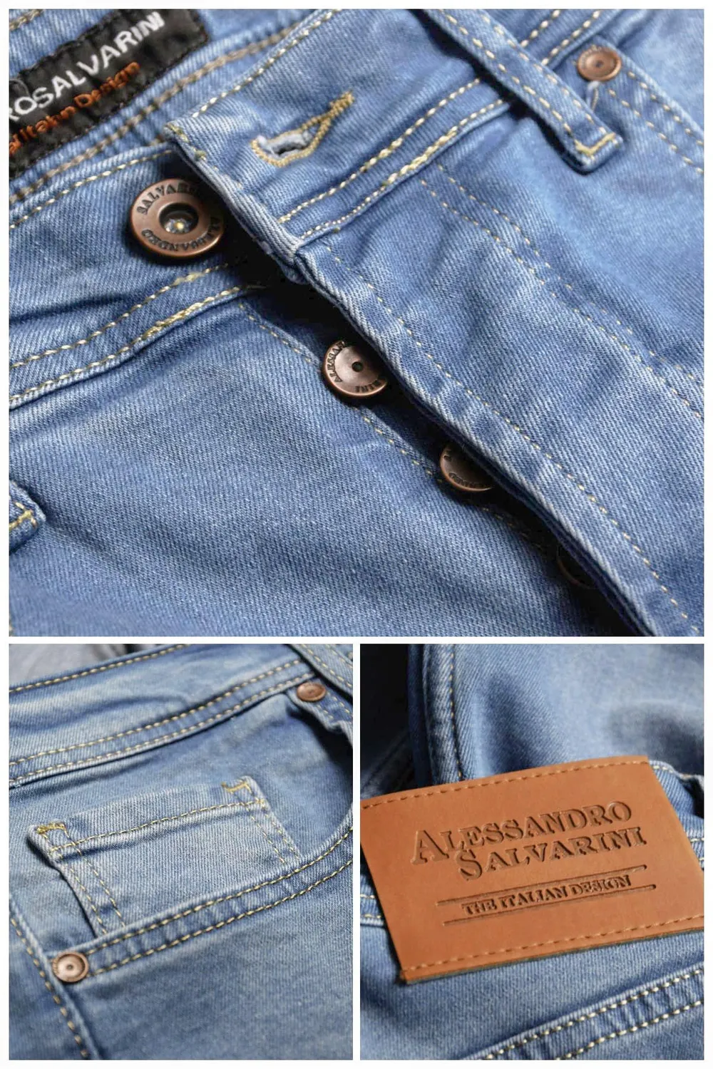 Alessandro Salvarini Slim Fit Stretch-Jeans Blau Washed