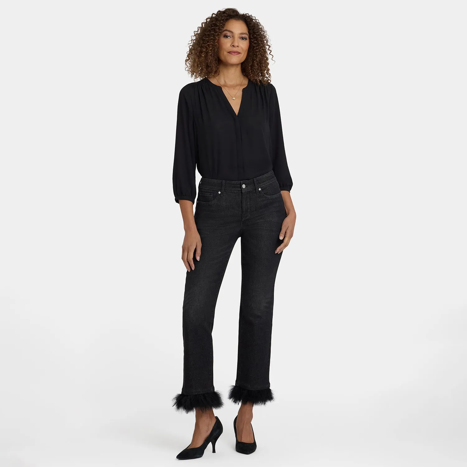 NYDJ Marilyn Straight Ankle Jeans French Nightfall schwarz