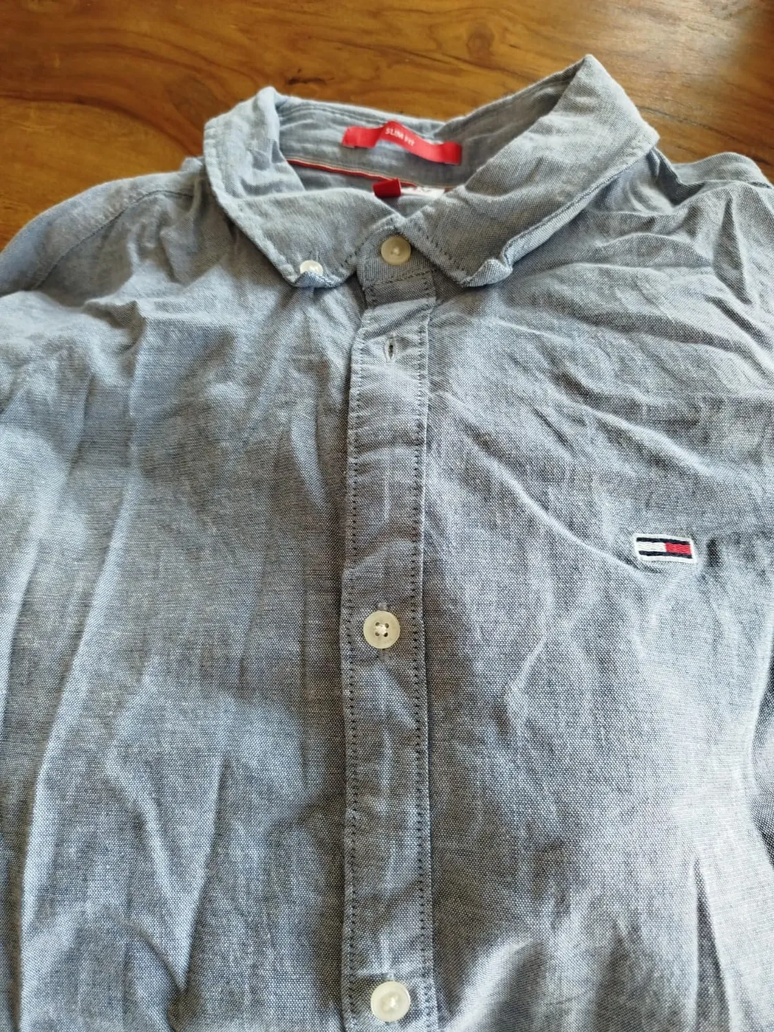 Tommy Jeans TJM Slim Hemd Herren Langarm Weiß L