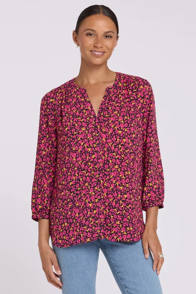 NYDJ Pintuck Bluse Evangeline 3/4-Arm gemustert