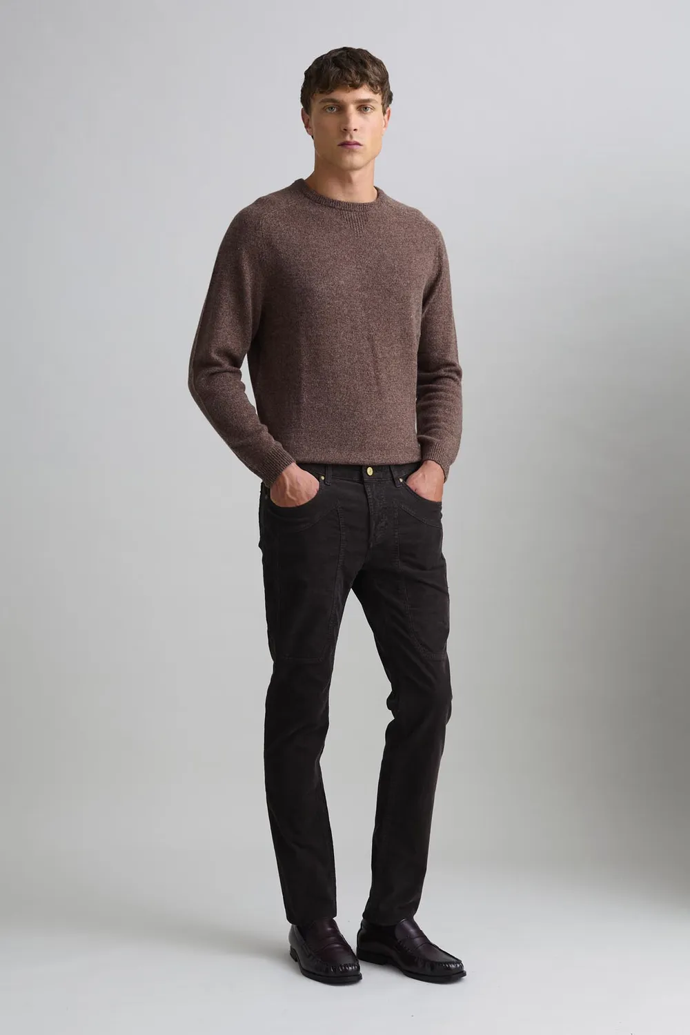 Jeckerson John Hose Slim Fit dunkelbraun Samt