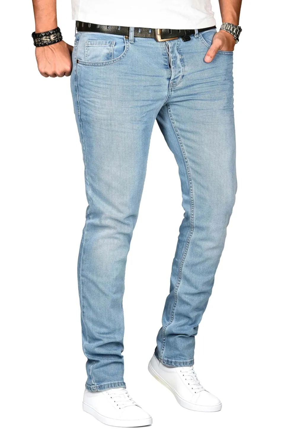 Alessandro Salvarini Slim Fit Stretch-Jeans Blau Washed