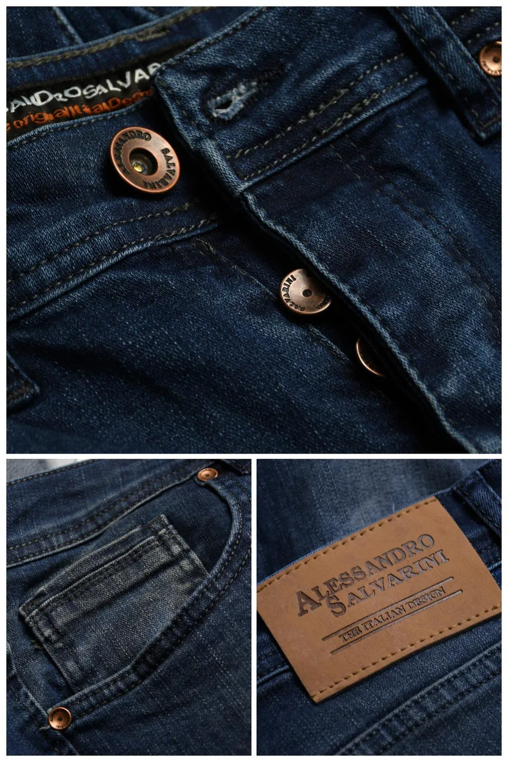 Alessandro Salvarini Slim Fit Jeans Herren 38W/36L Washed
