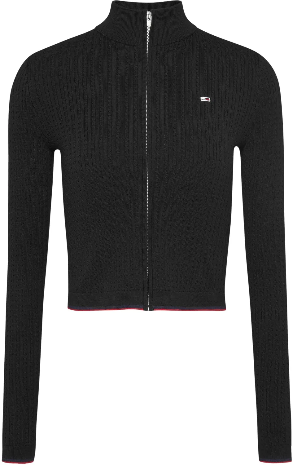 Tommy Jeans Cable Zip Thru Cardigan Damen XL Schwarz