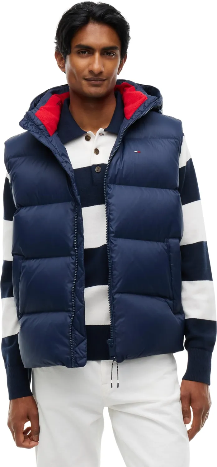 Tommy Jeans Essential Down Vest Herren Weste Schwarz Kapuze