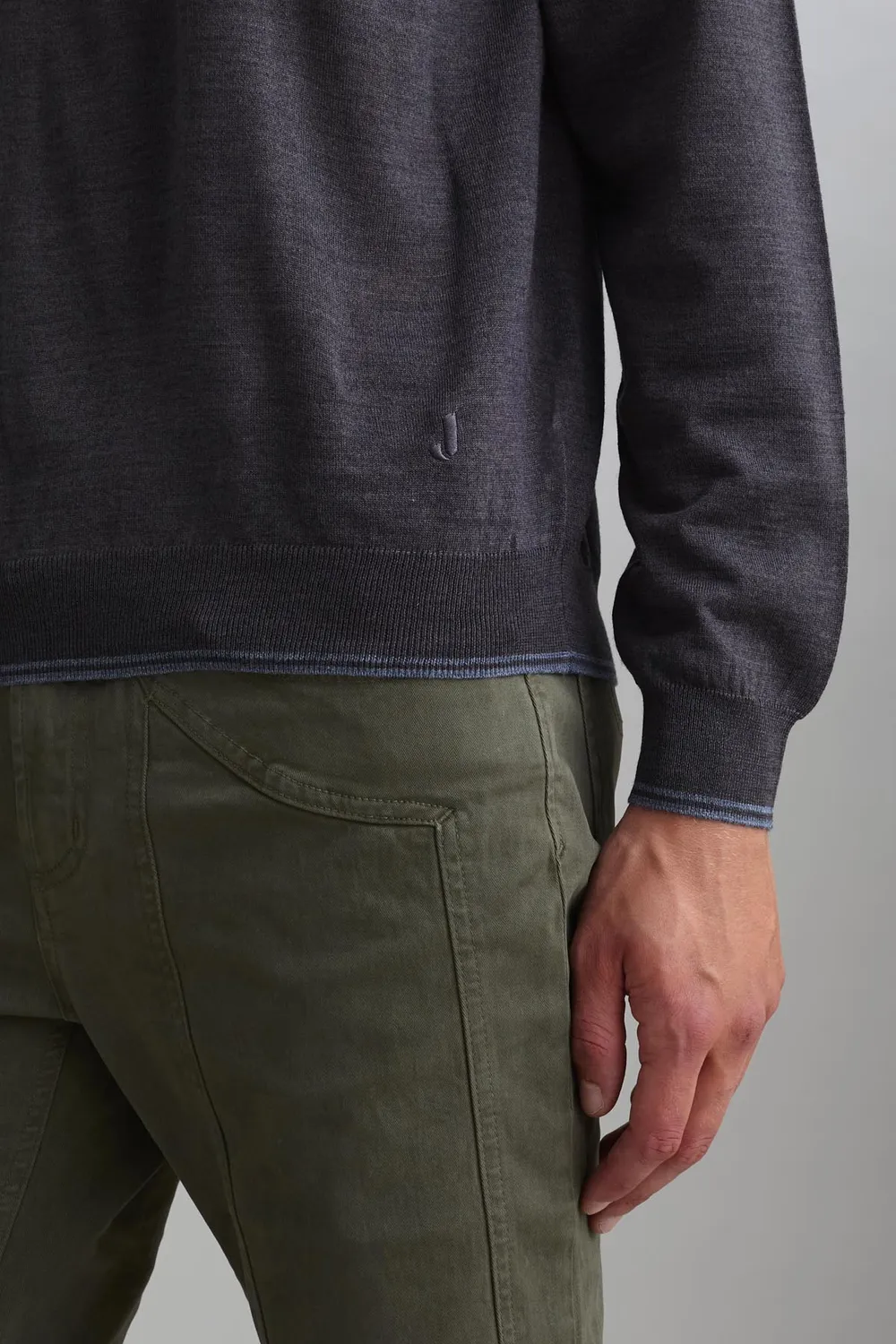 Jeckerson Girocollo Pullover Herren grau Rundhals Wolle