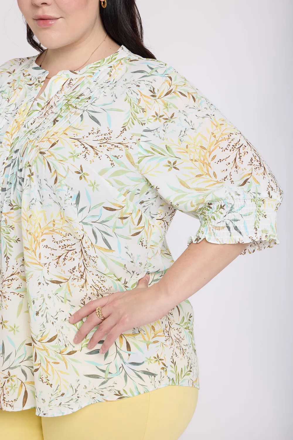 NYDJ Bluse Plus Chateau Jardin Kurzarm