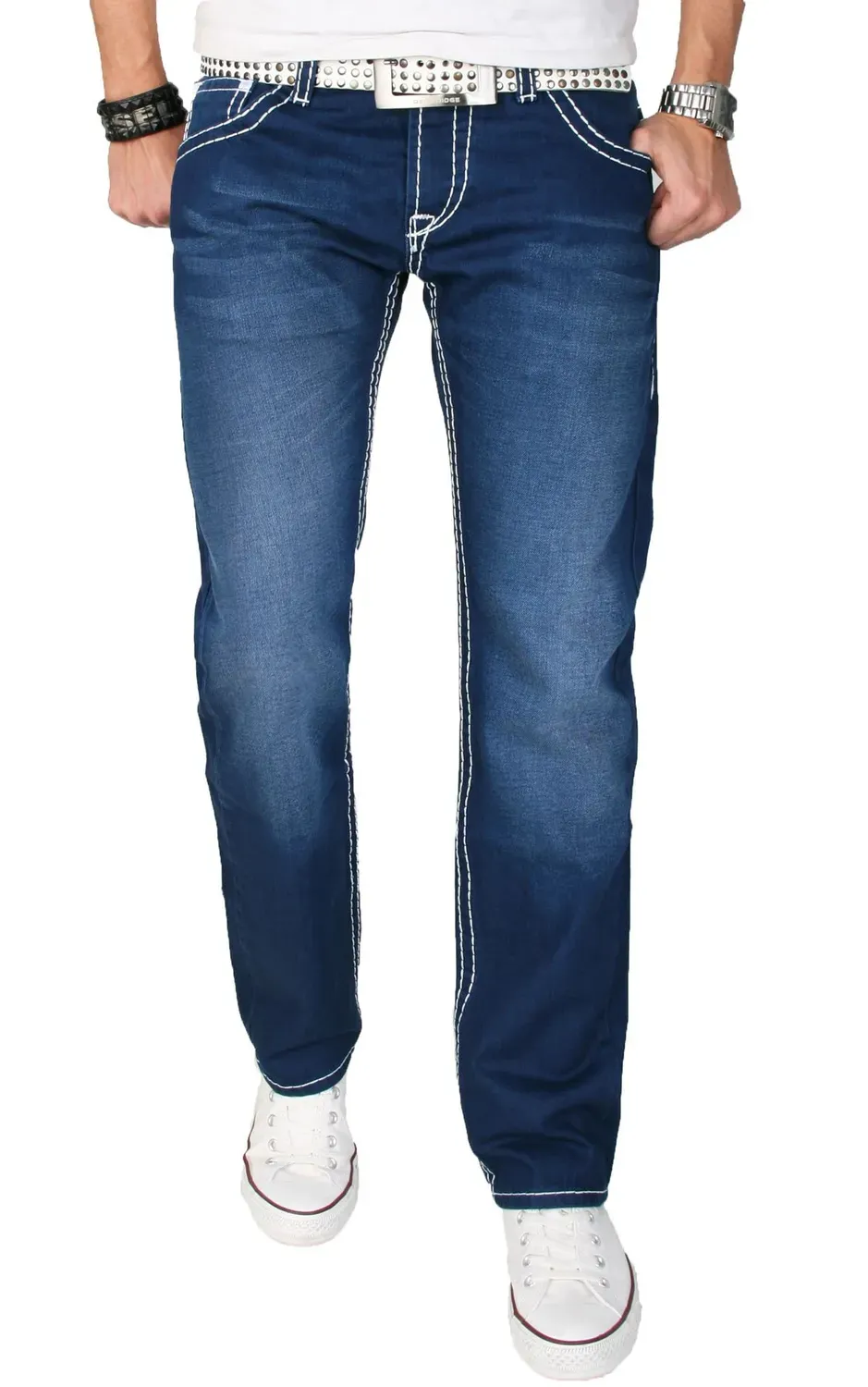 Alessandro Salvarini AS015 Herren Jeans blau Stonewash