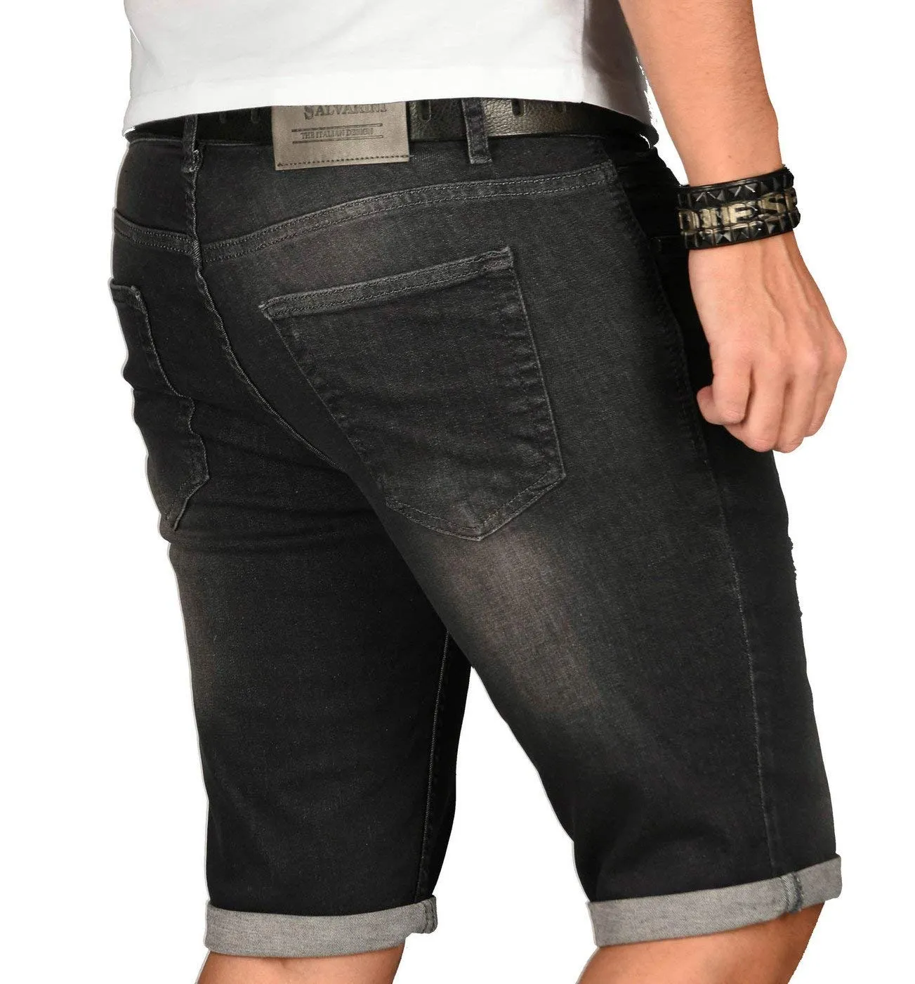 Alessandro Salvarini Herren Jeansshorts Slim Blau Washed 29W Sommer