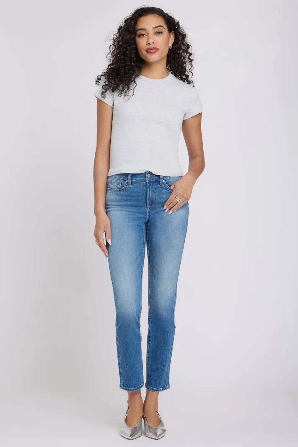 NYDJ Sheri Slim Straight Ankle Jeans Pacifica blau