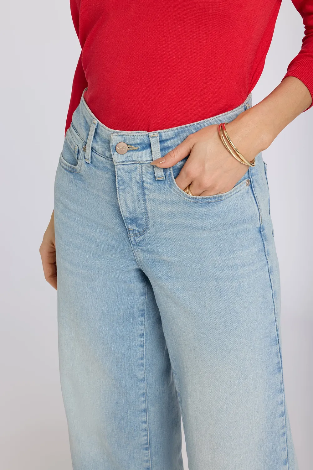 NYDJ Teresa Wide Leg Ankle Jeans Keys View hellblau