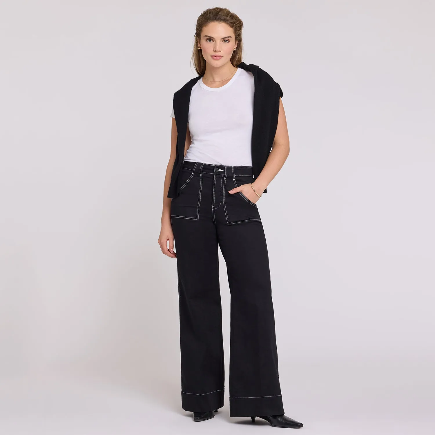 NYDJ Mia Palazzo Jeans Schwarz Wide Leg Lift Tuck
