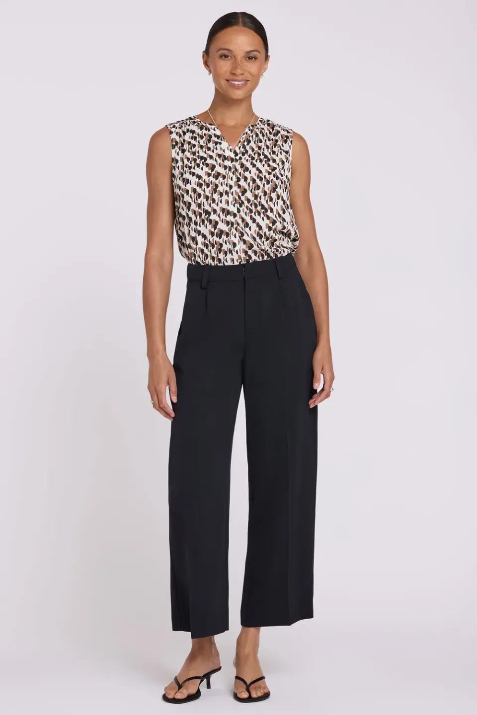 NYDJ Ankle Trouser Stoffhose Schwarz High Rise
