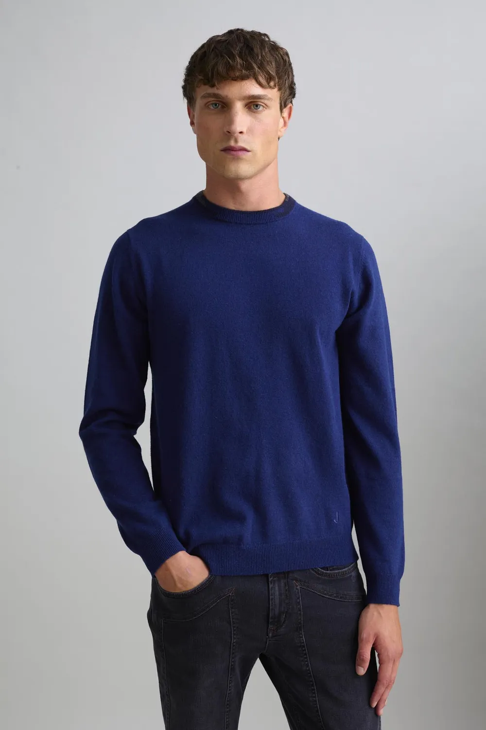 Jeckerson Girocollo Cardato Pullover meeresblau Wolle