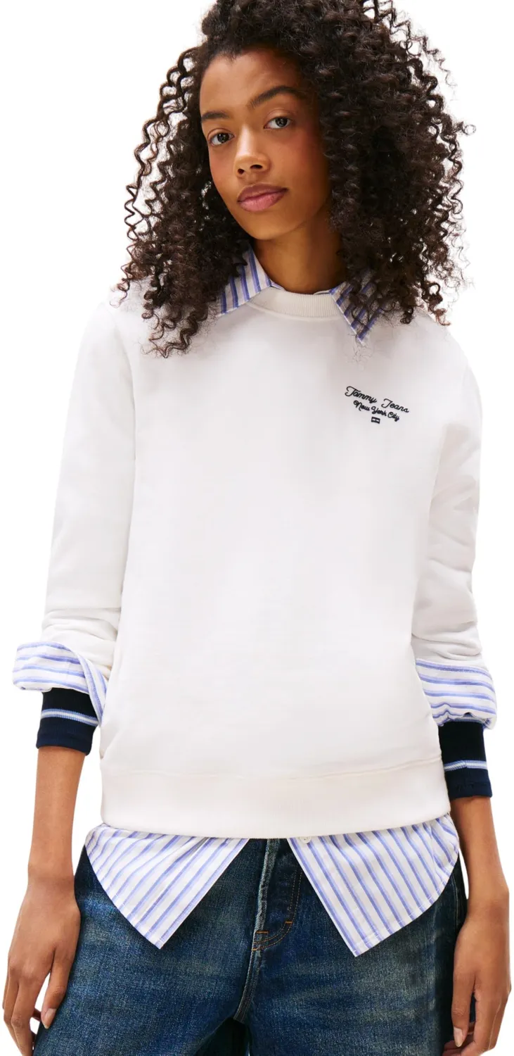 Tommy Jeans Reg ESS Logo Crew Sweatshirt DW0DW21960 Schwarz M