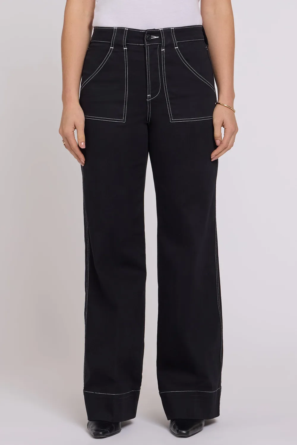 NYDJ Mia Palazzo Jeans Schwarz Wide Leg Lift Tuck