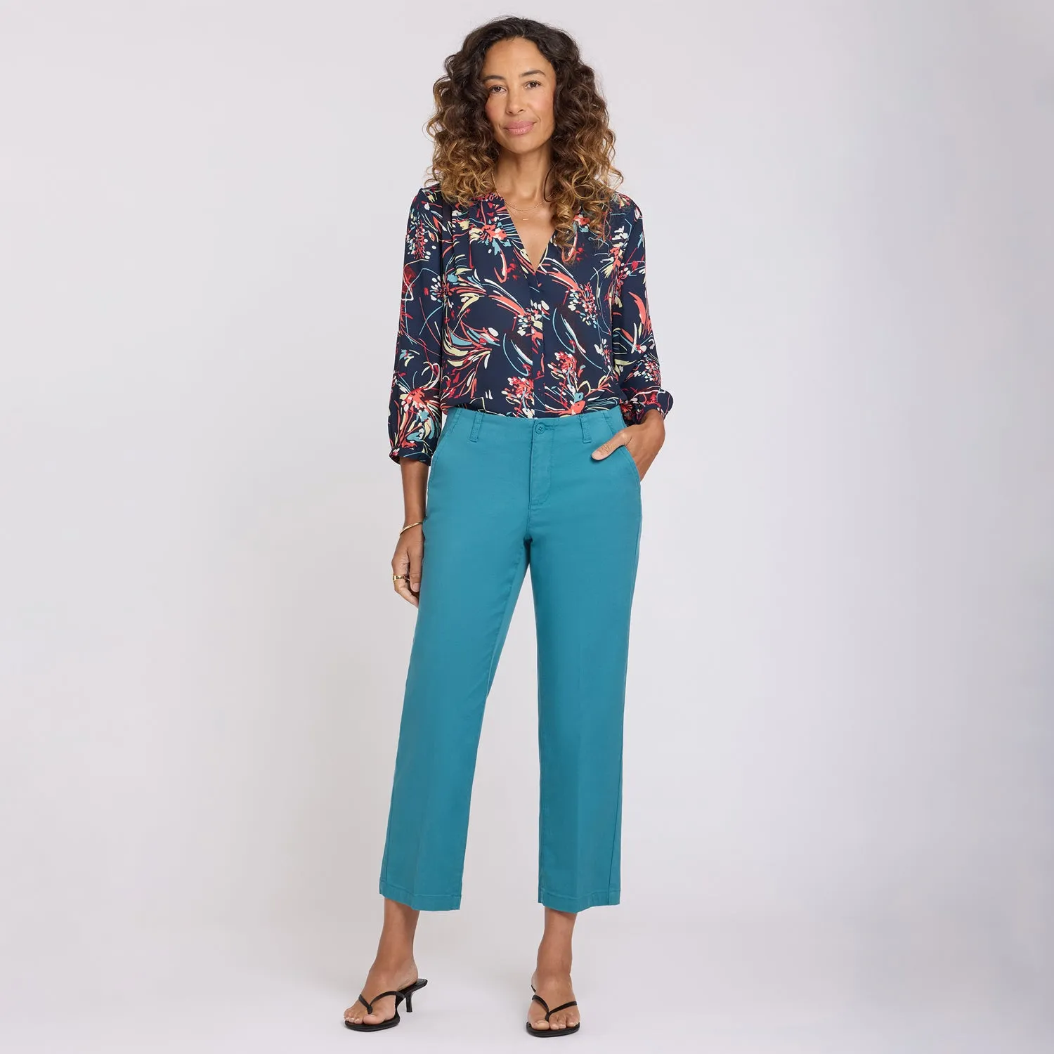 NYDJ Marilyn Straight Ankle Pants Harbor Blue Stretch