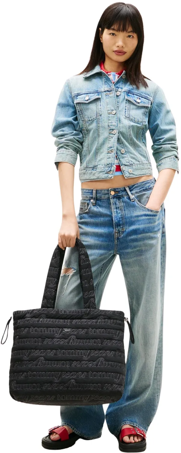 Tommy Jeans Icon Nylon Tote Gross Schwarz Nylon-Shopper