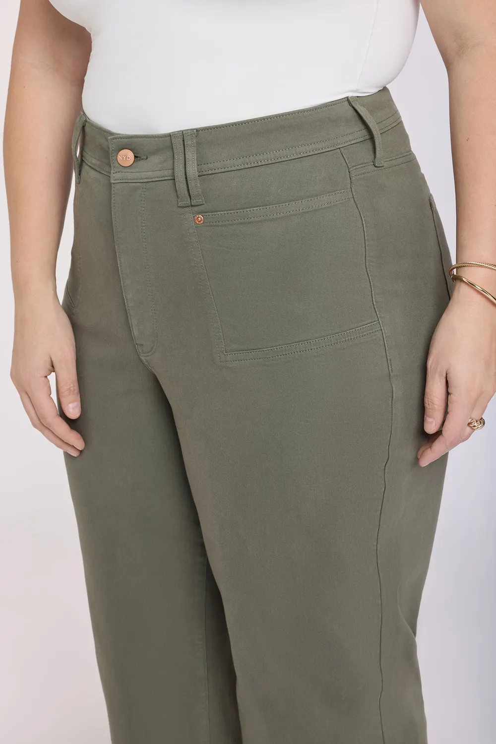 NYDJ Brigitte Wide Leg Capri Jeans Desert Green Plus