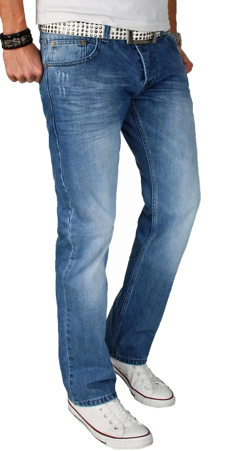 Alessandro Salvarini AS013 Jeans Herren blau stonewashed straight