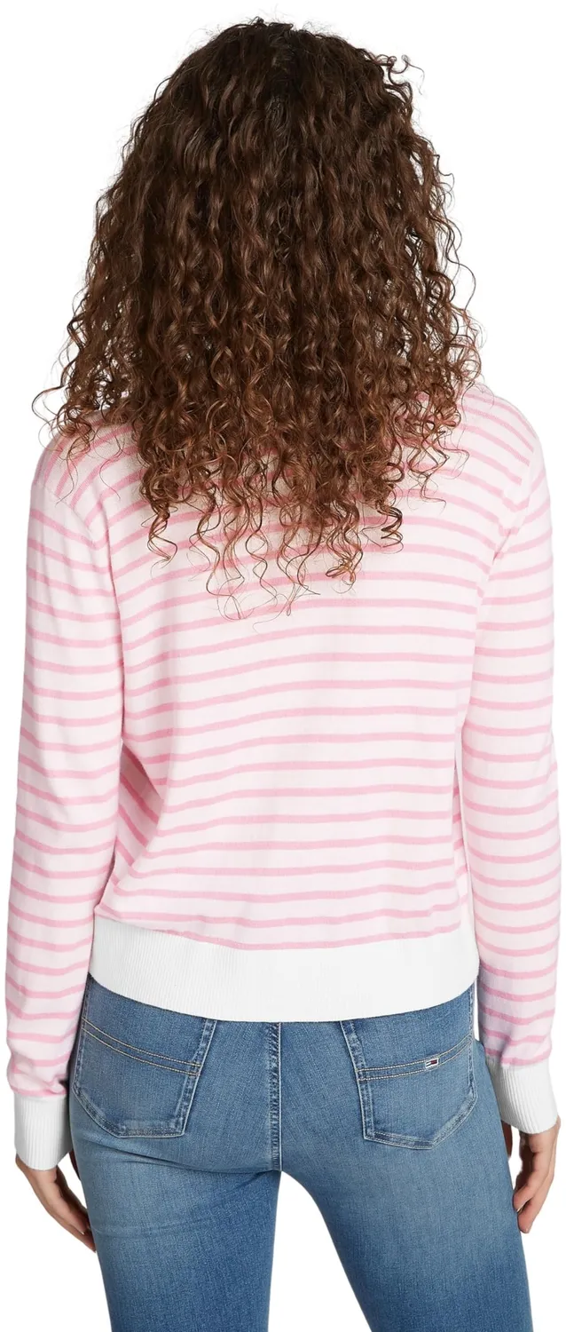 Tommy Jeans V-Ausschnitt Pullover Ballet Pink Stripe XL