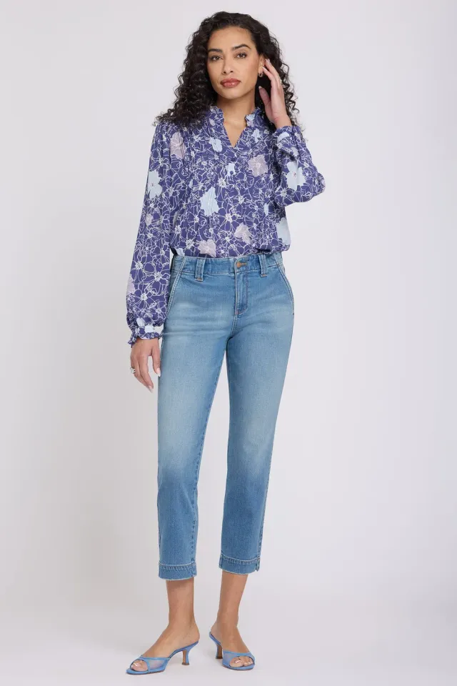 NYDJ Sheri Slim Straight Petite Jeans Port Sea