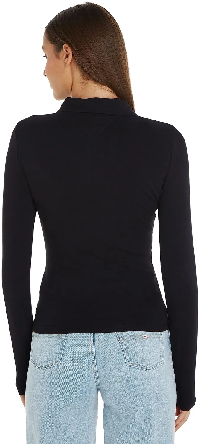 Tommy Jeans Damen Langarm Polo Shirt XS Pique Kragen