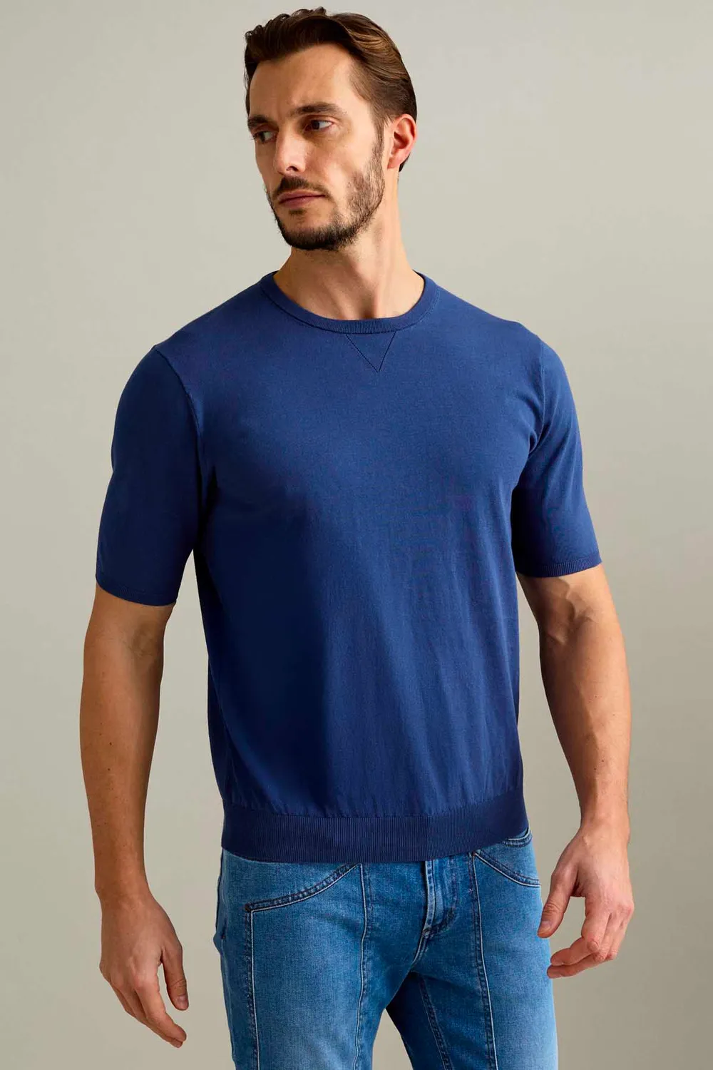 Jeckerson T-Shirt hellblau Baumwolle Kurzarm fein