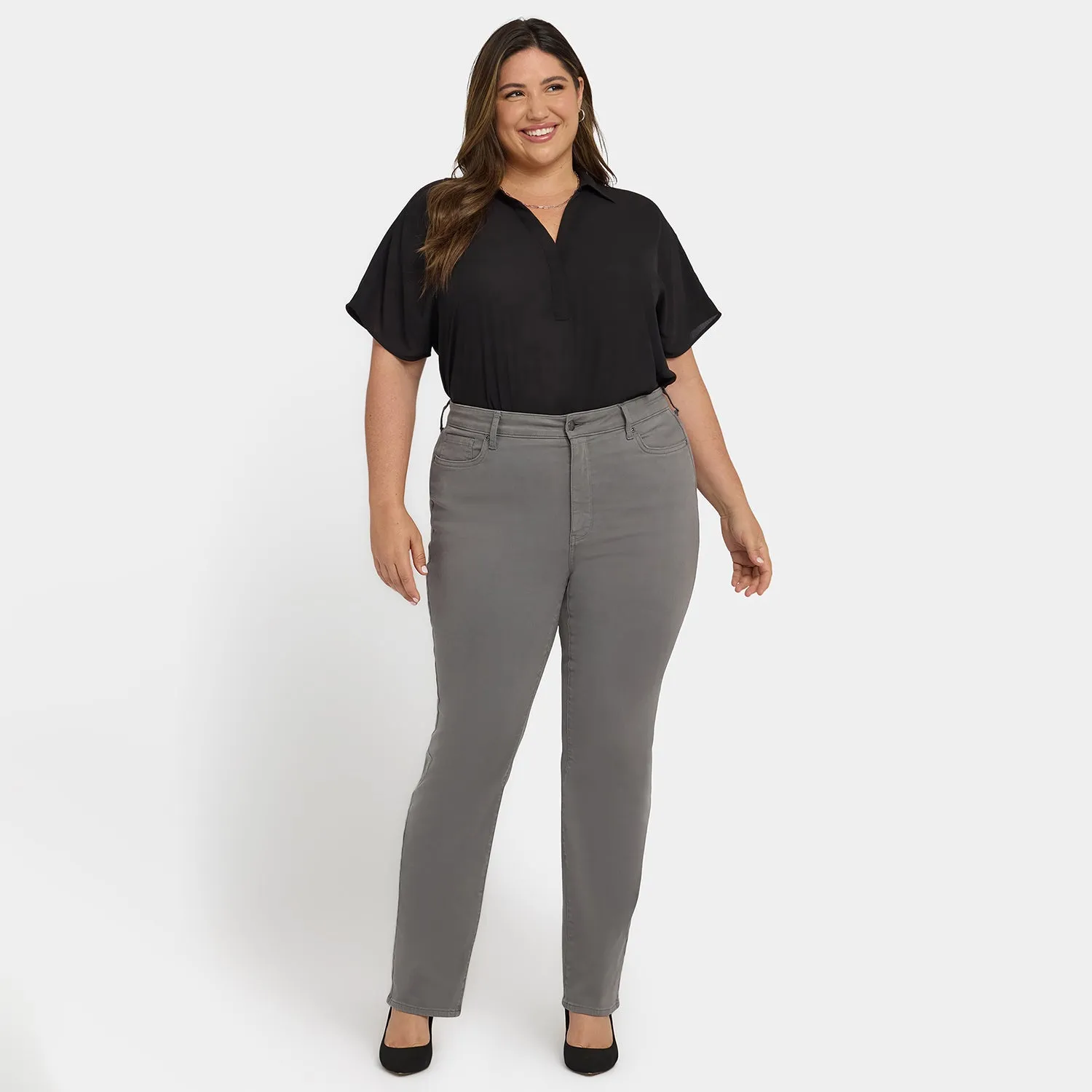 NYDJ Marilyn Straight Jeans Plus Lunar Stone high rise