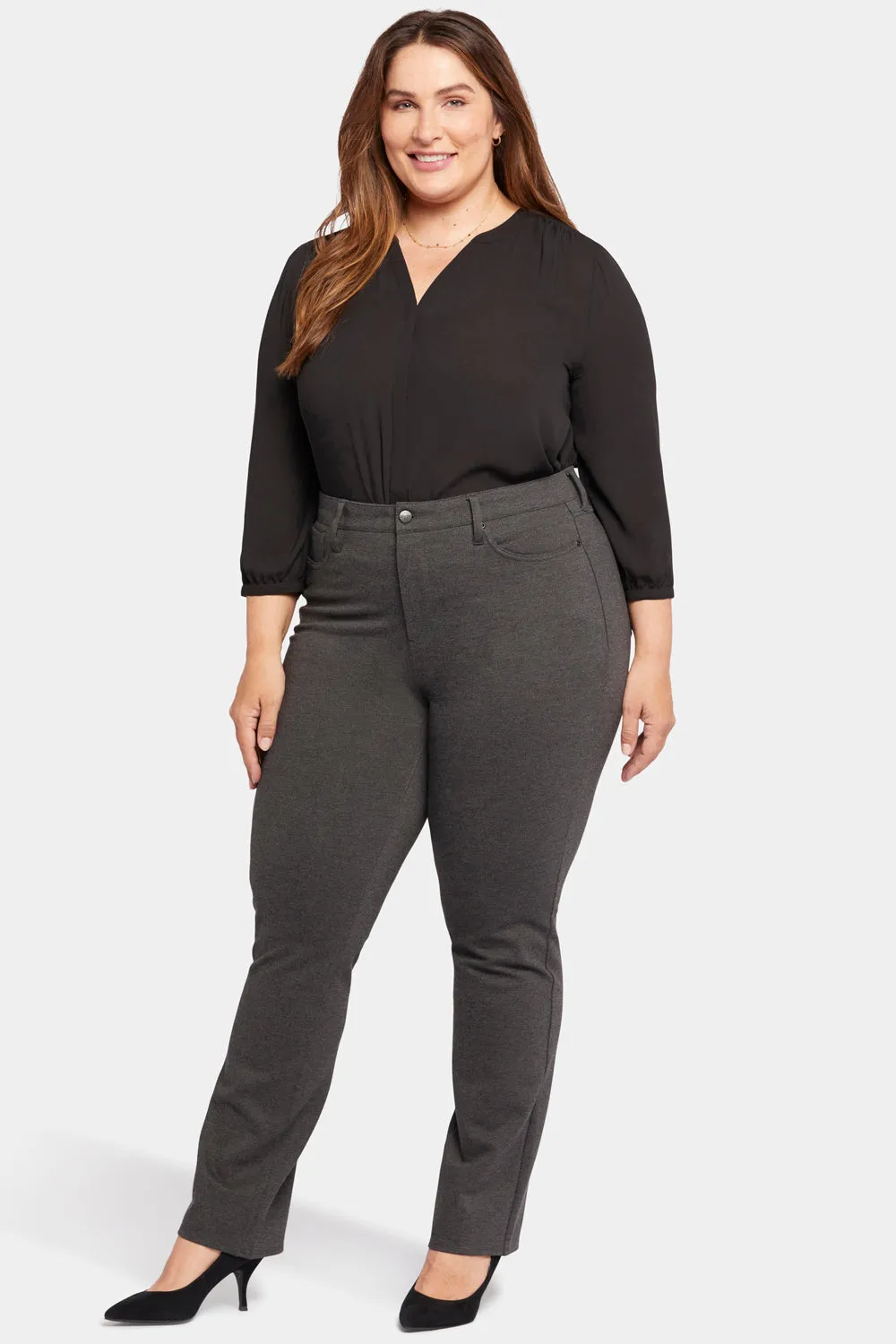 NYDJ Marilyn Straight Hose Plus Size Charcoal Ponte