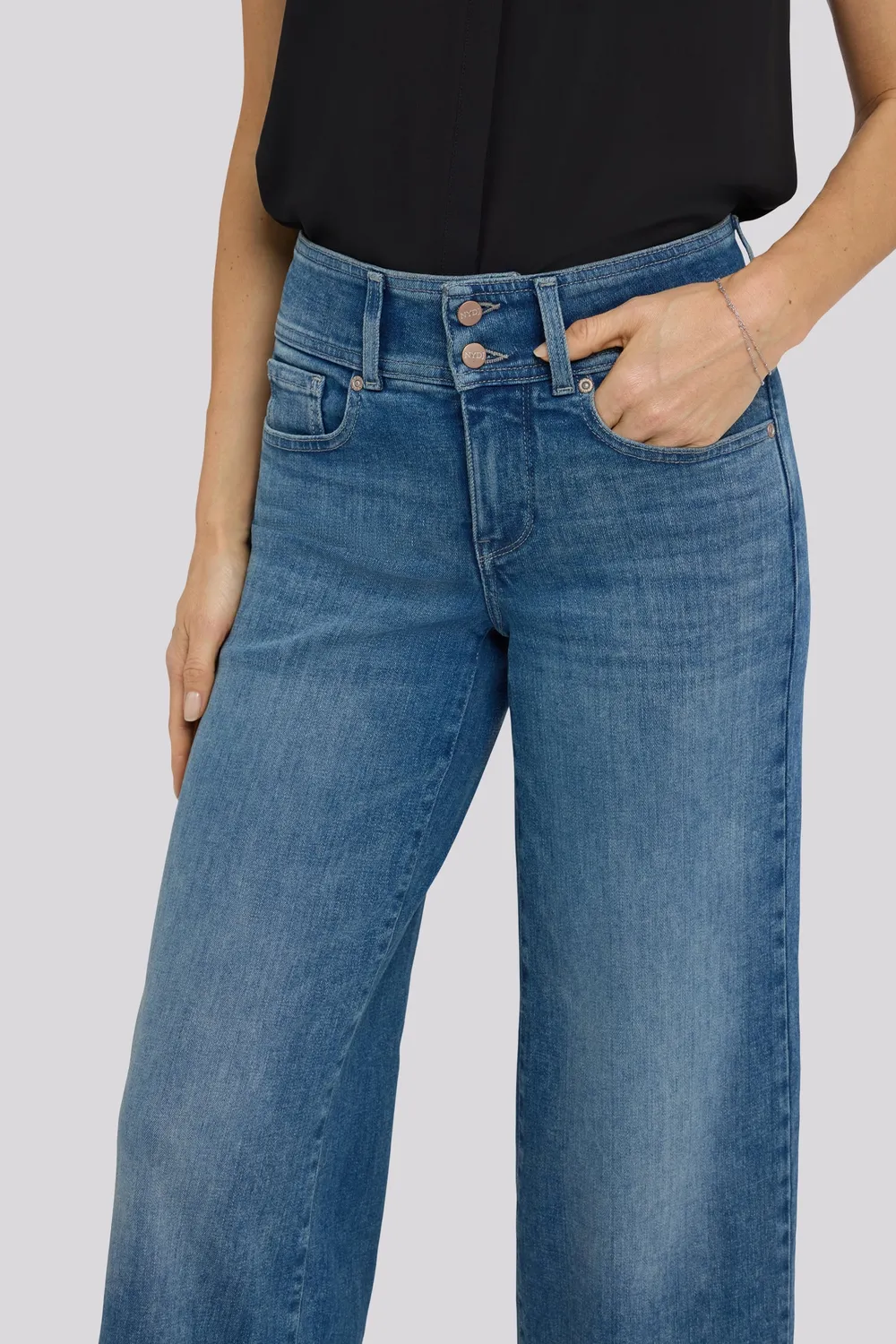 NYDJ Teresa Wide Leg Jeans Breezy Palms Indigo Stretch