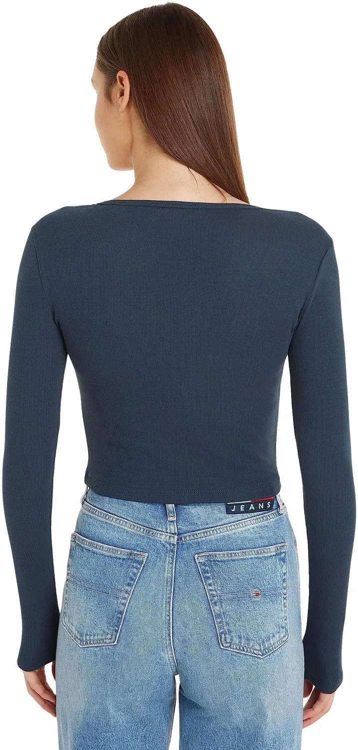 Tommy Jeans Tjw Bby Crp Essential Rib V Ls Dw0dw14278 Langarmshirt XL