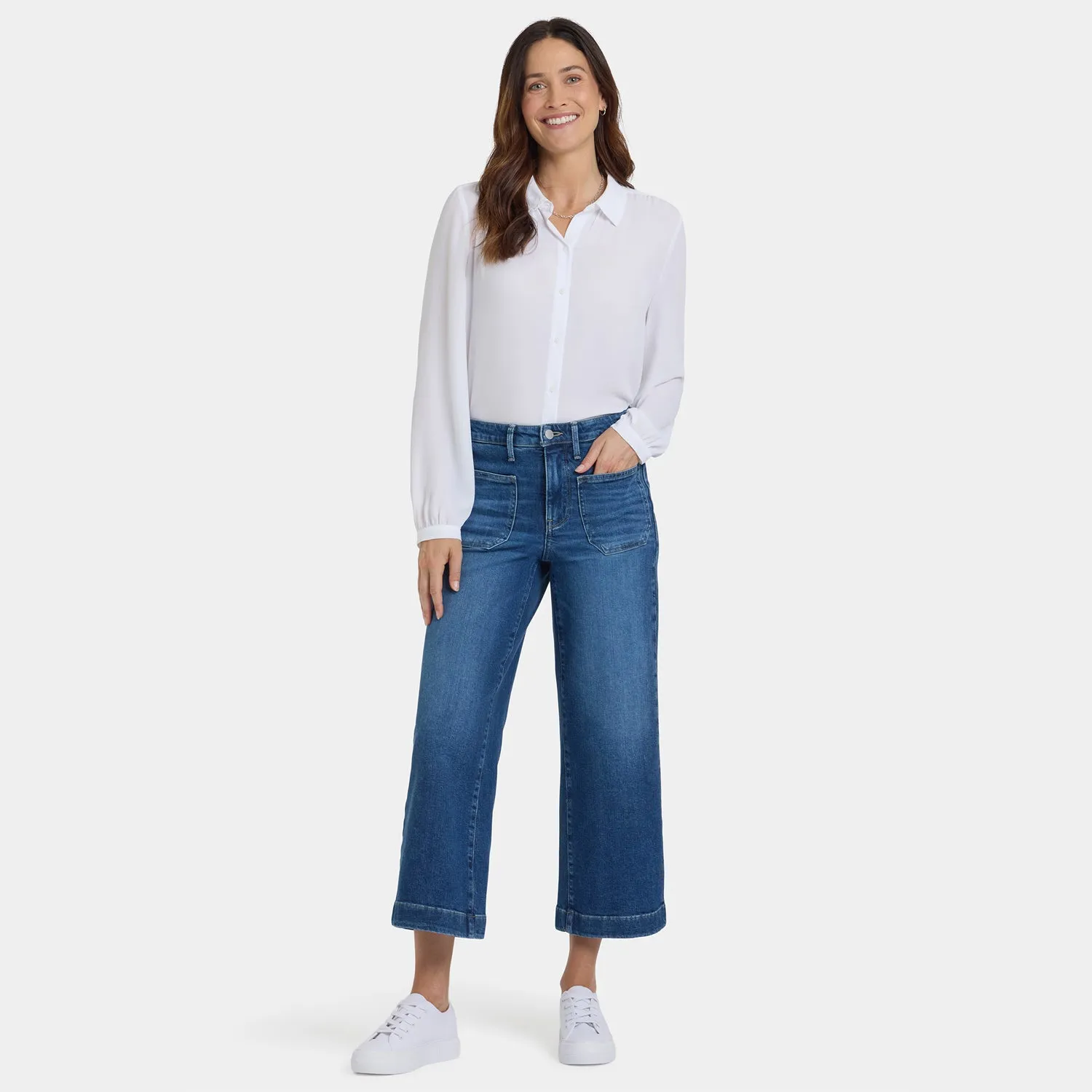 NYDJ Teresa Wide Leg Ankle Jeans Opera Blue High Rise
