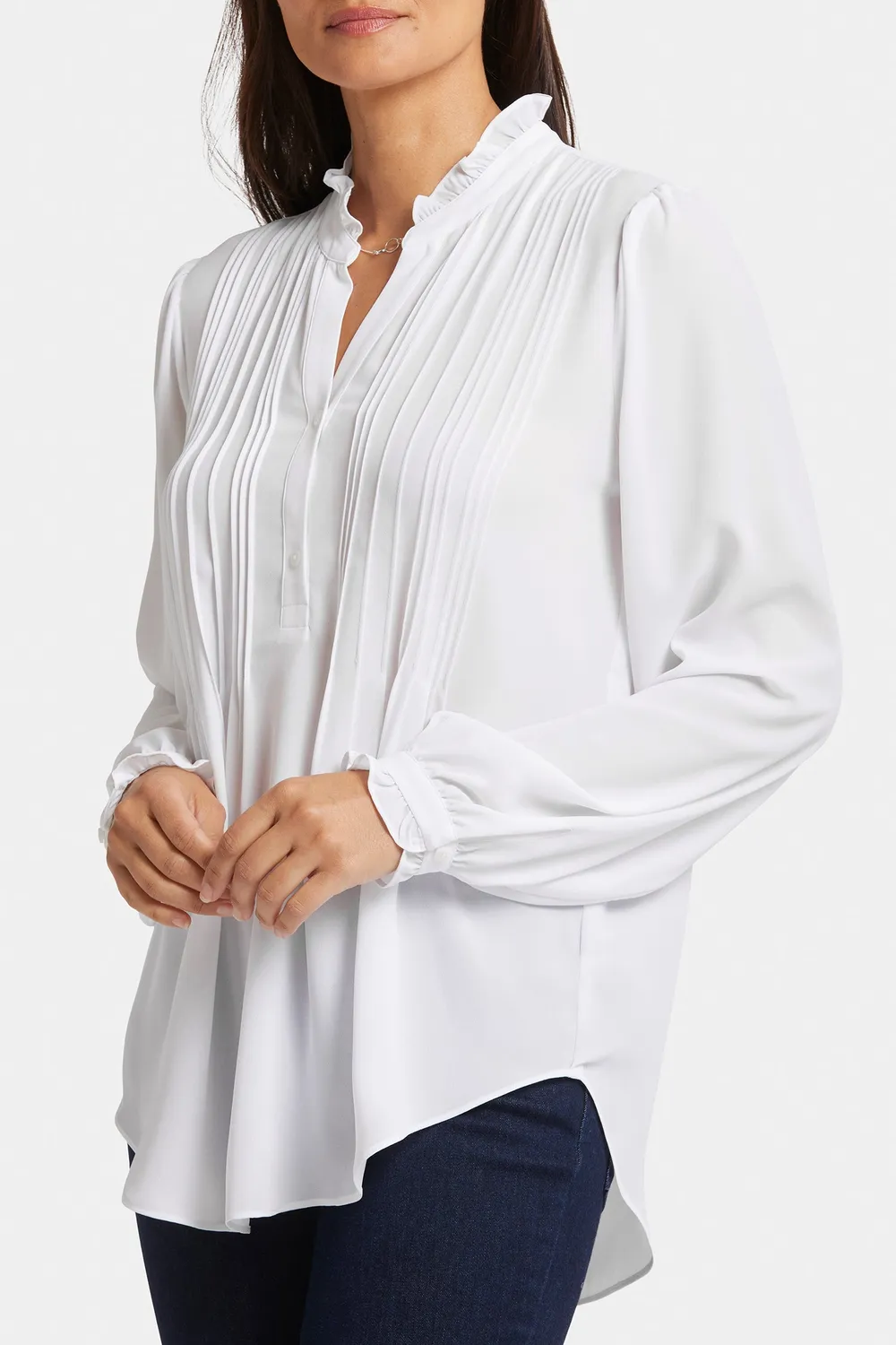 NYDJ Pleated Front Tunika Optik Weiß