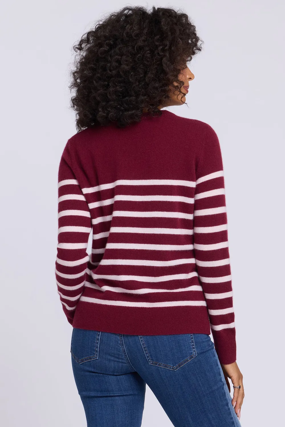 NYDJ Striped Cashmere Pullover Burgundy Combo Gestreift