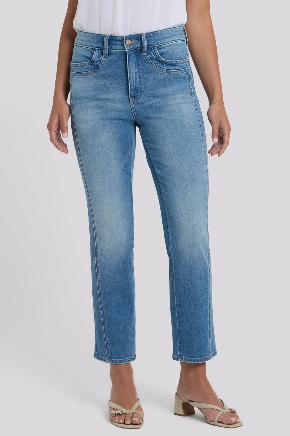 NYDJ Marilyn Straight Ankle Petite Jeans Port Sea blau
