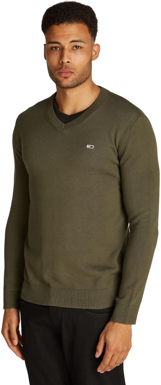 Tommy Jeans V-Ausschnitt Pullover Herren Schwarz