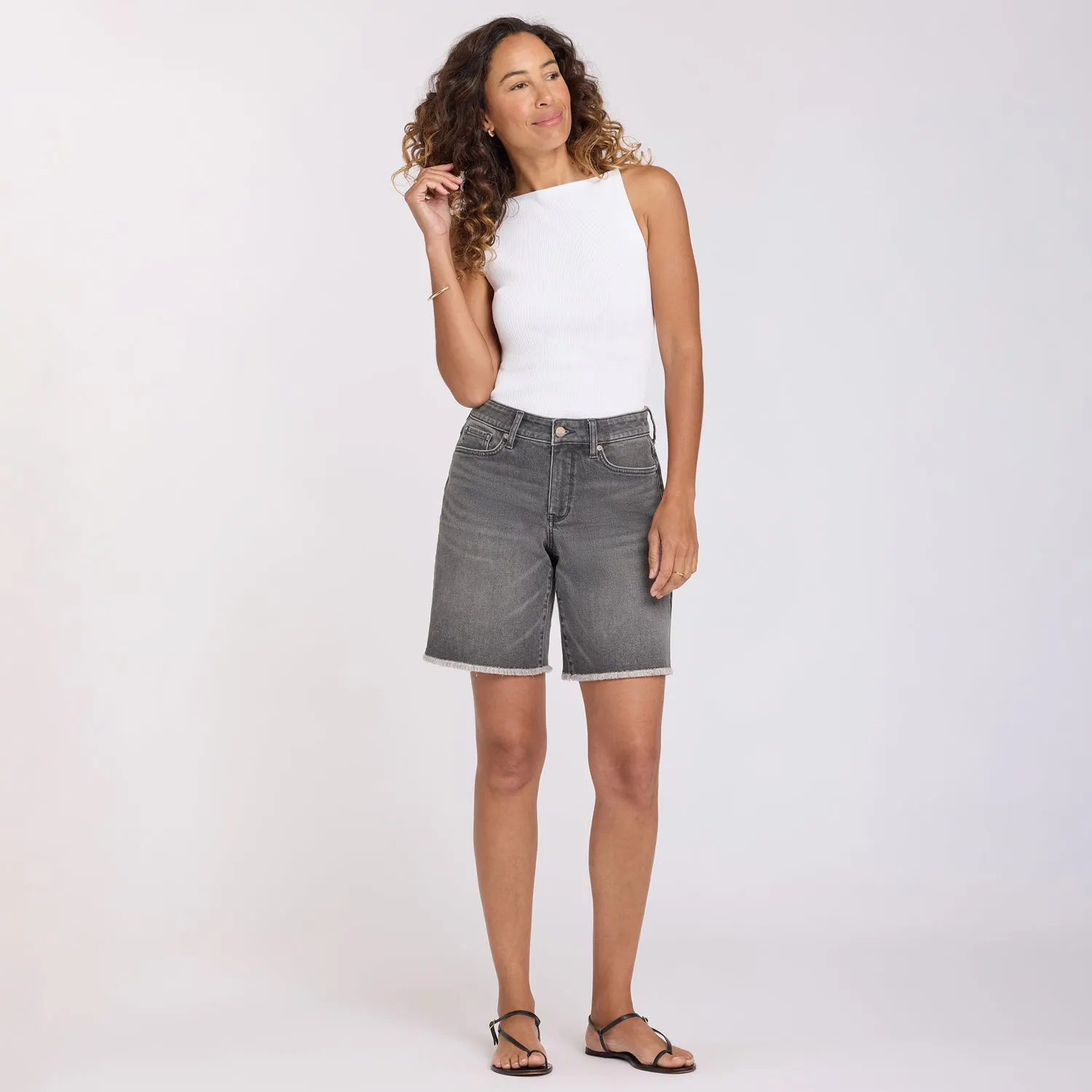 NYDJ Naomi Relaxed Denim-Shorts Dusty Ash 6