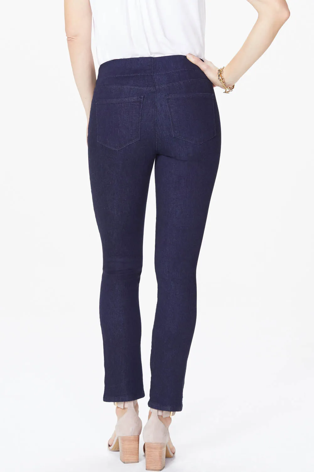 NYDJ Skinny Ankle Pull-On Jeans Petite Rinse Elast Bund