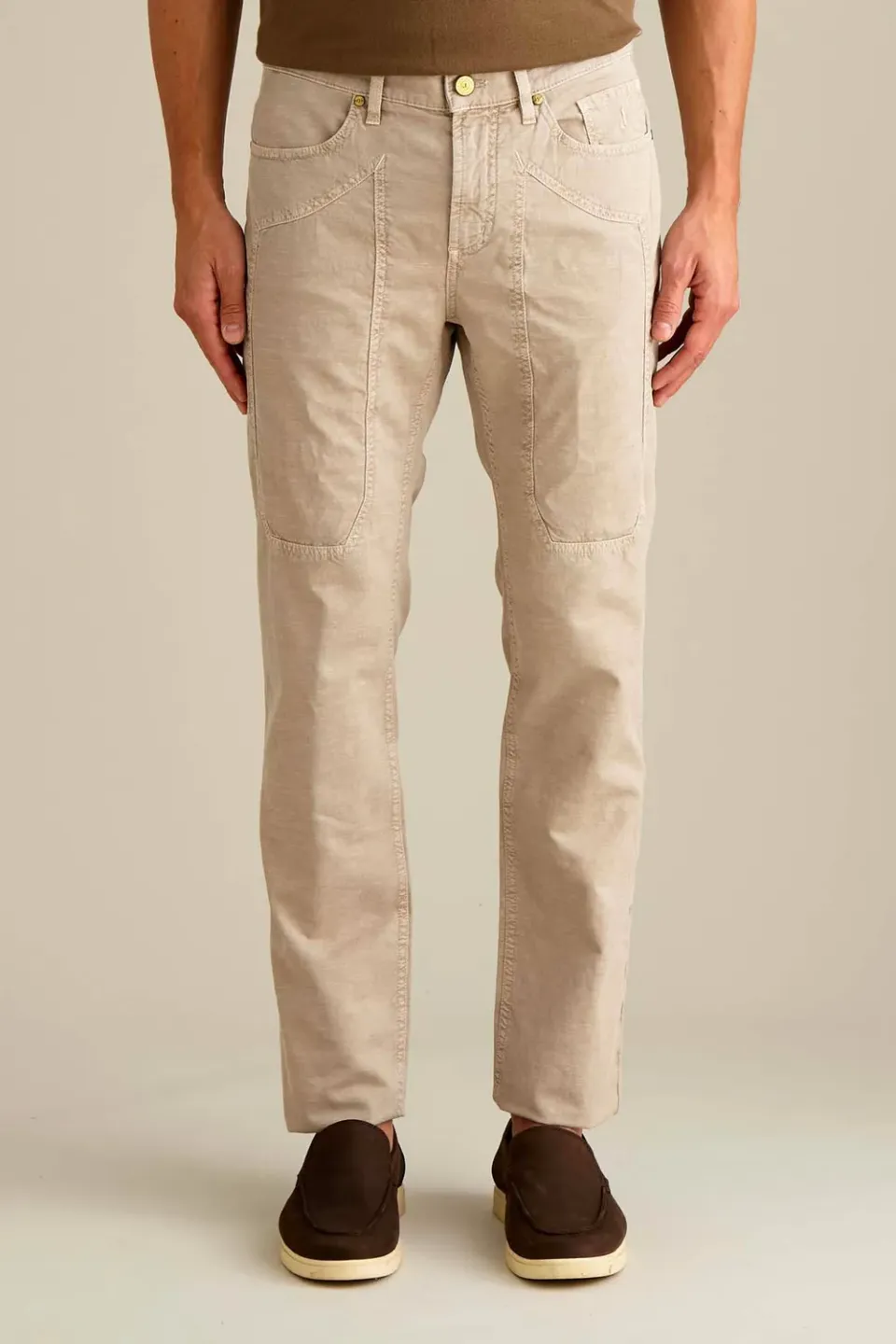 Jeckerson John Hose beige Zement Slim Fit Leinen-Mix