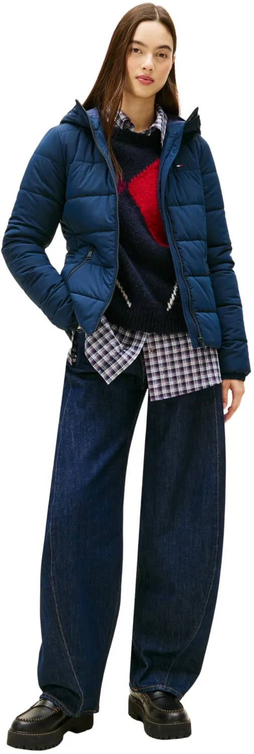 Tommy Jeans Pufferjacke Hooded M Kapuze schwarz