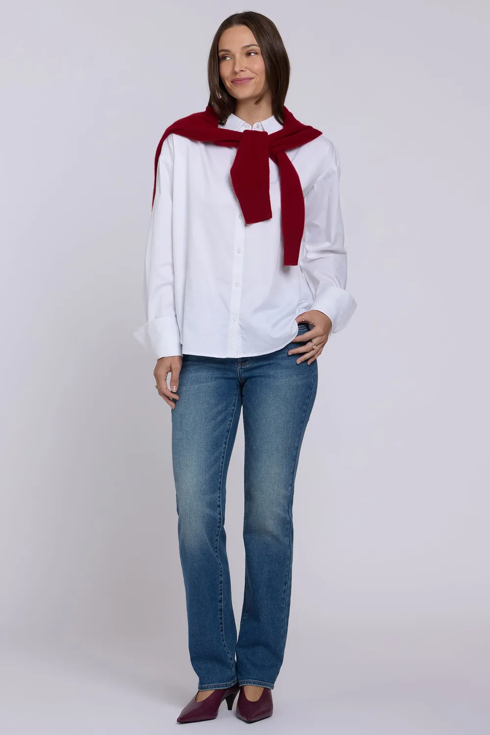 NYDJ Daphne Hemd Optic White weiß Baumwolle