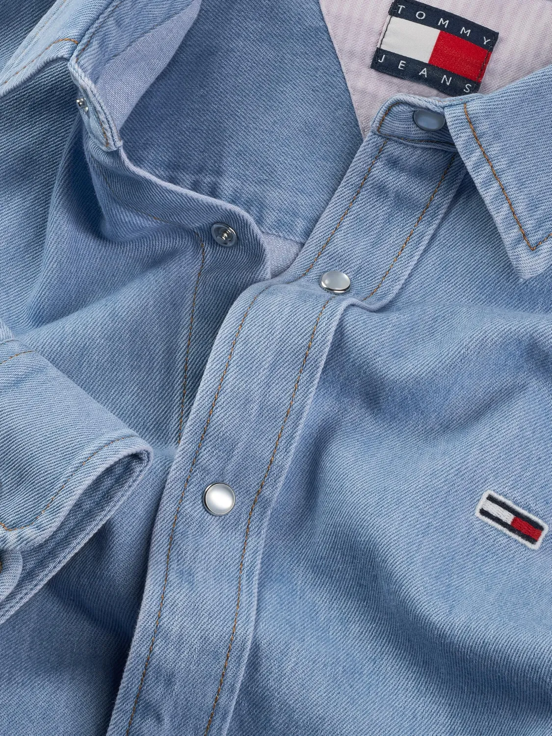 Tommy Jeans Regular Fit Herren Jeanshemd Gr. S Knopfleiste