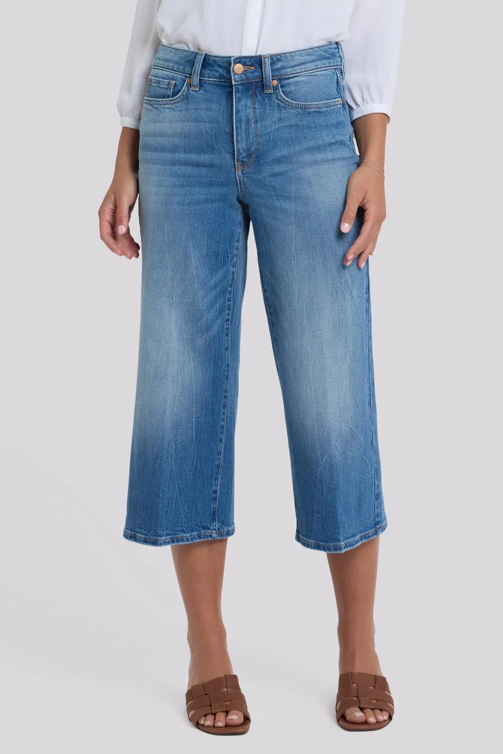 NYDJ Brigitte Wide Leg Capri Jeans Pacifica Indigo
