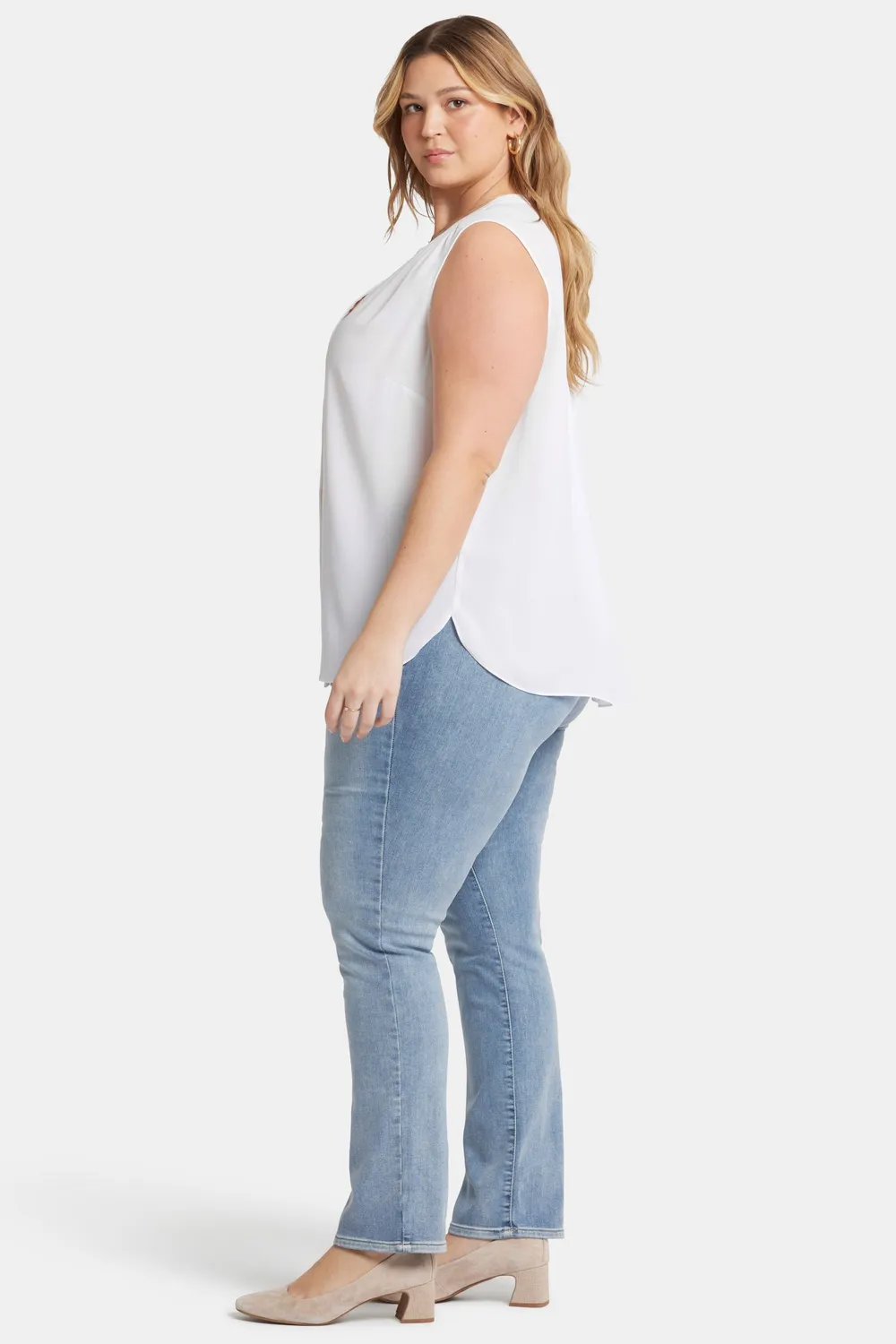 NYDJ Pintuck Ärmellose Bluse Optic White 2X