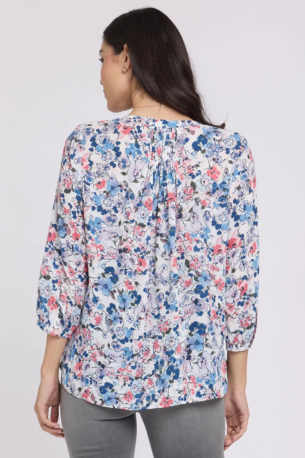 NYDJ Pintuck Bluse Desert Blooms floral rosa