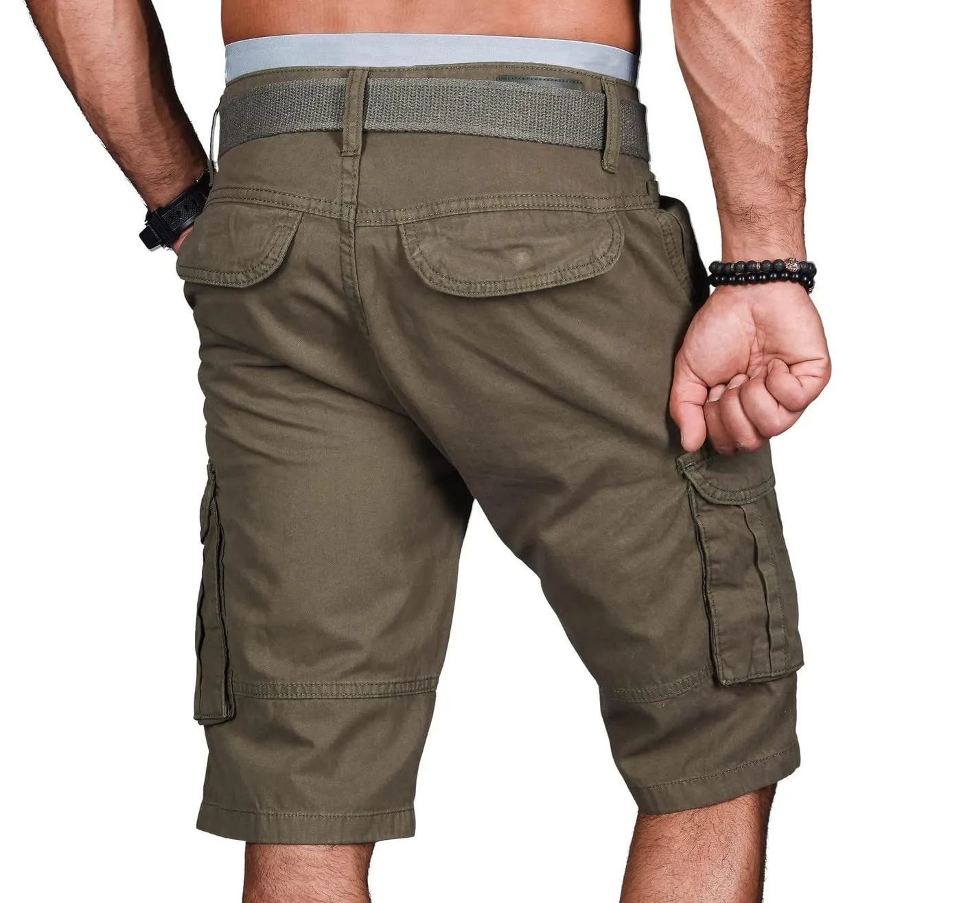 Alessandro Salvarini Cargo Shorts AS-037 Beige mit Gürtel