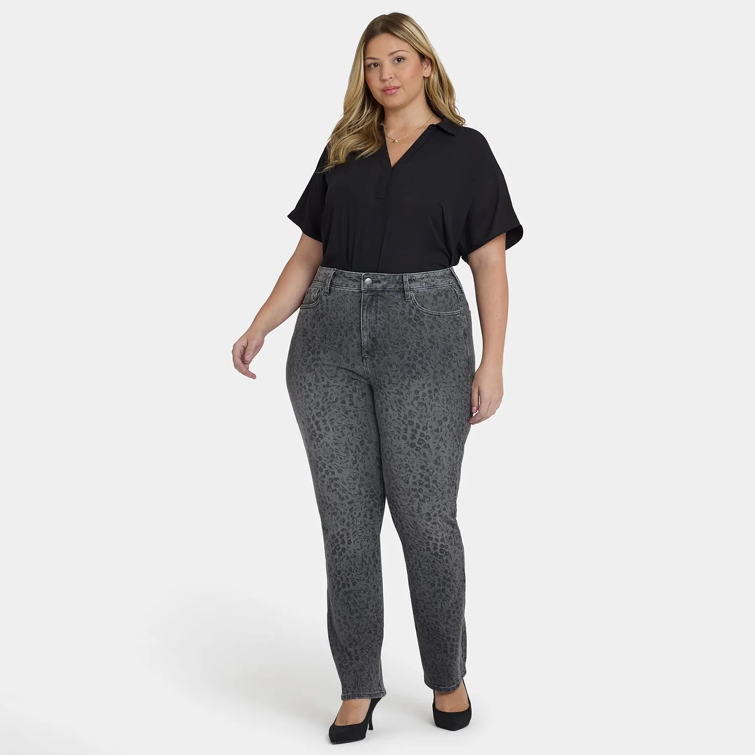 NYDJ Marilyn Plus Jeans Grey Daniela Ditsy gemustert